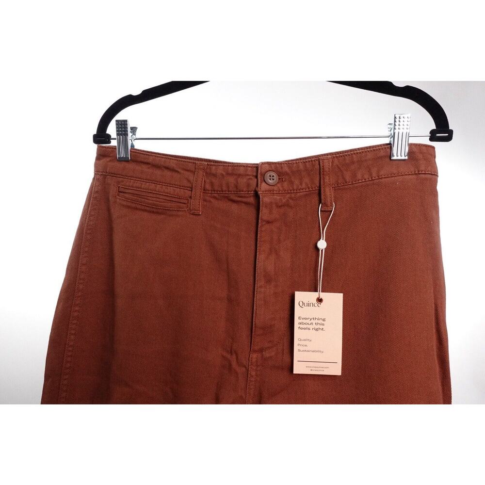 Quince Rust Organic Stretch Cotton Twill Wide Leg Cropped Pants 31 NWT - Picture 7 of 14
